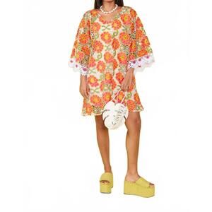 NEW TELA lei lei short dress in pink multi